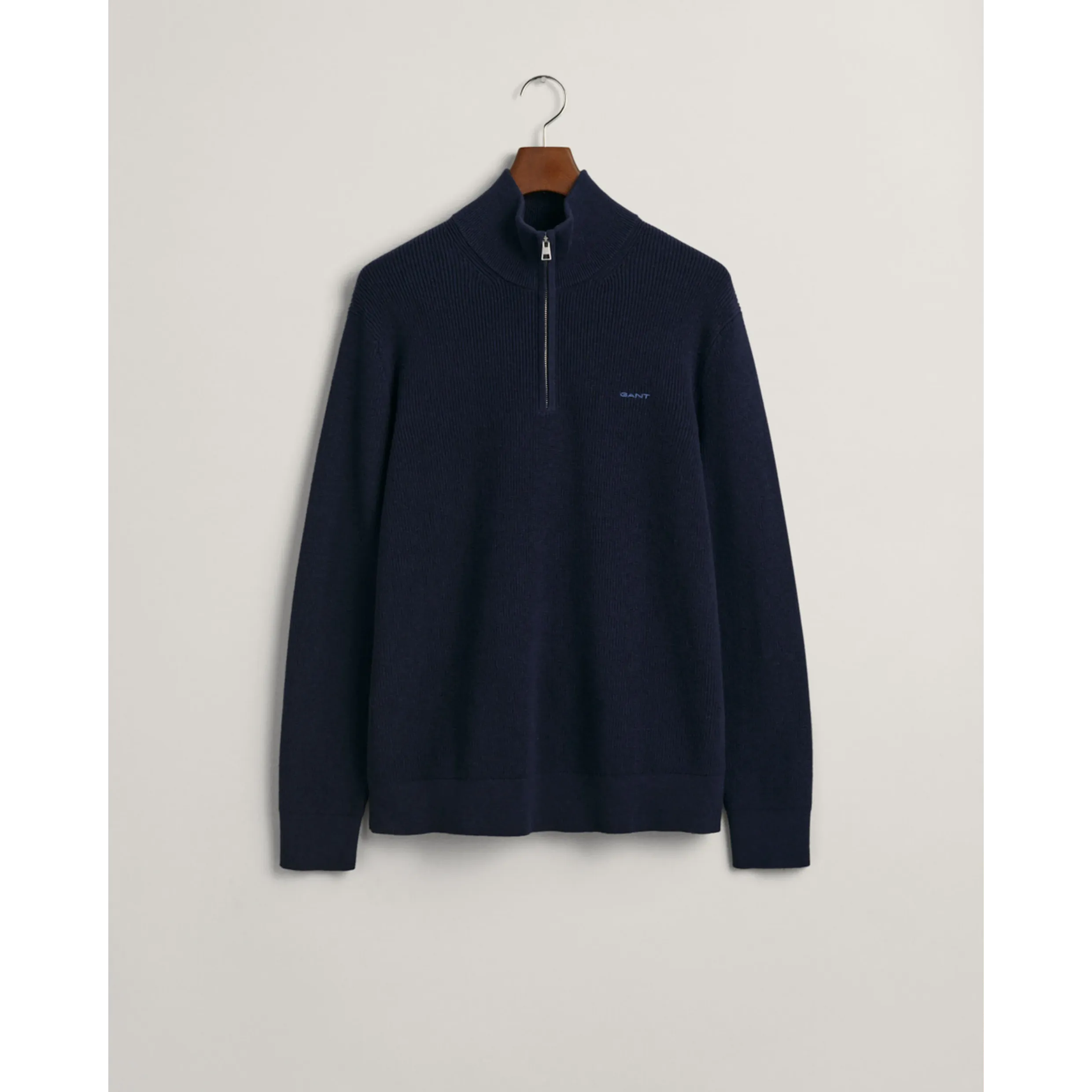 GANT Ribbed Cotton Wool Half-Zip Sweater - Evening Blue