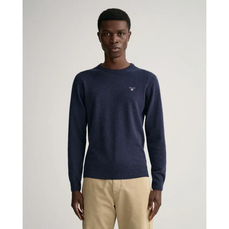 GANT SUPER FINE LAMBSWOOL CREW NECK SWEATER 86211 - Dark Navy Melange