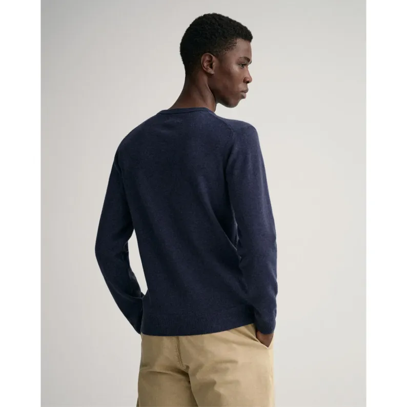 GANT SUPER FINE LAMBSWOOL CREW NECK SWEATER 86211 - Dark Navy Melange