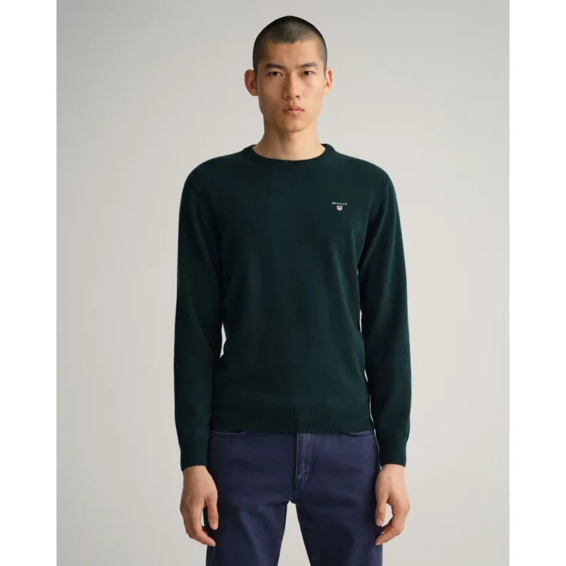 GANT Super Fine Lambswool Crew Neck Sweater 86211 - Tartan Green