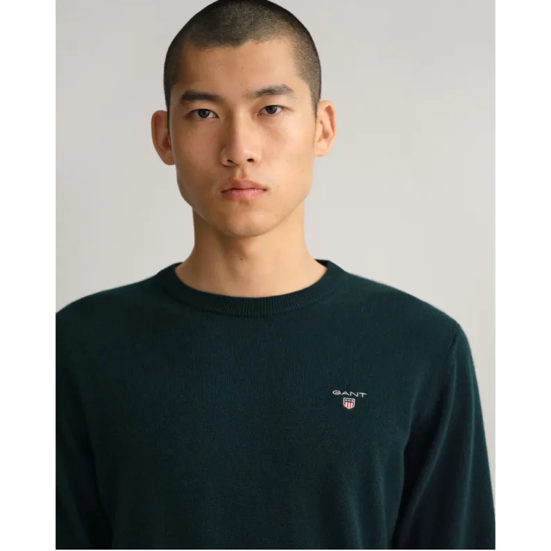 GANT Super Fine Lambswool Crew Neck Sweater 86211 - Tartan Green