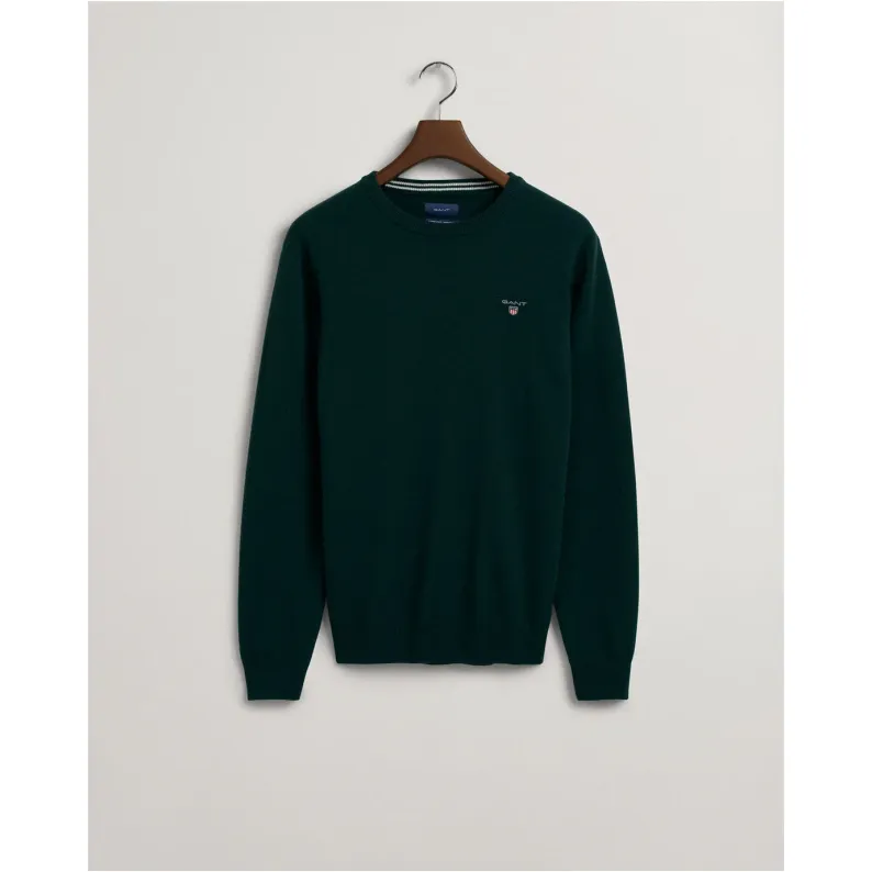 GANT Super Fine Lambswool Crew Neck Sweater 86211 - Tartan Green