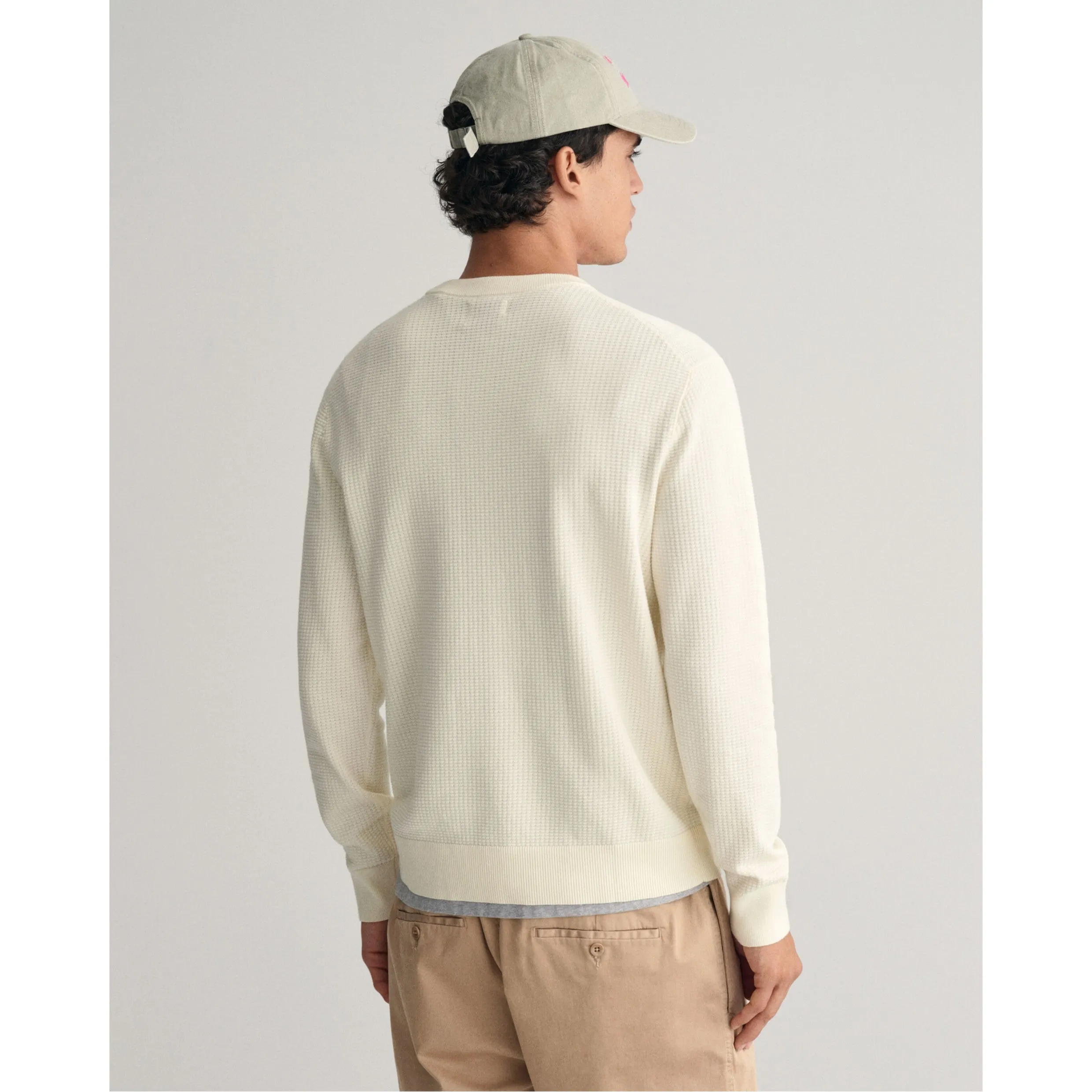 GANT Textured Cotton Crew Neck Sweater 8050196 Cream