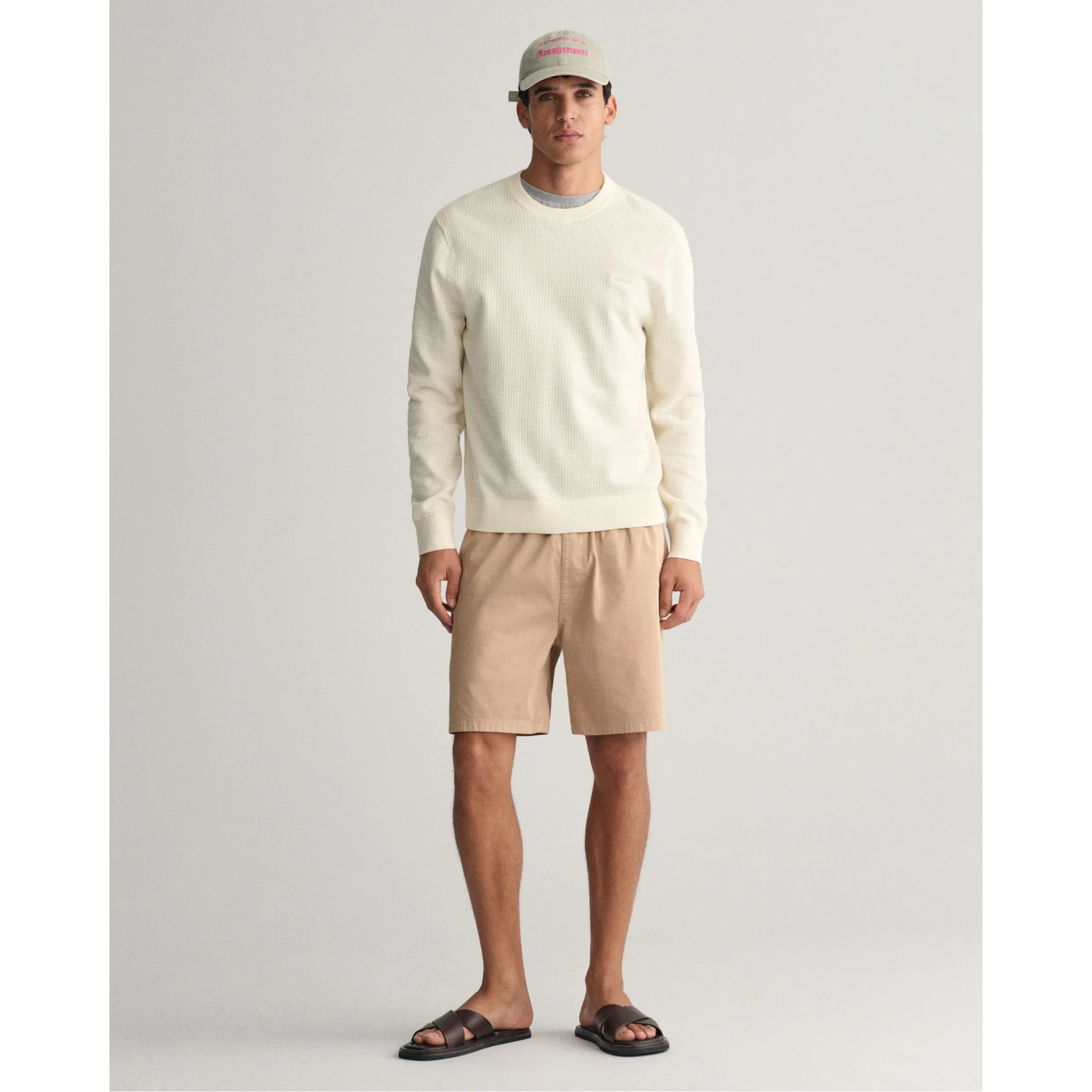 GANT Textured Cotton Crew Neck Sweater 8050196 Cream