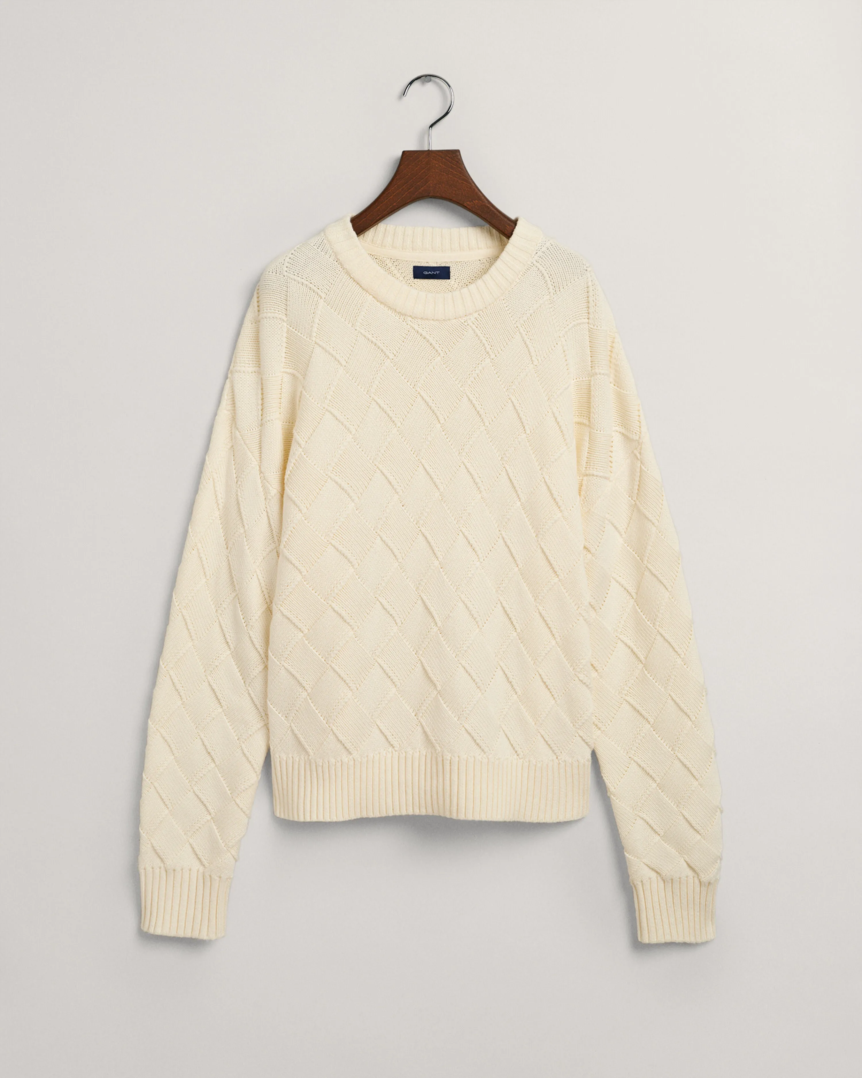 GANT Weave Knit Crew Neck Sweater Cream 4144