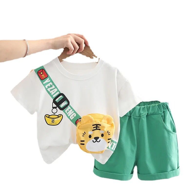 Hao Baby Tiger Print T-Shirt Boys and Girls Short Sleeve Loose Half Sleeve Summer Kids Outfits Suits X4544068