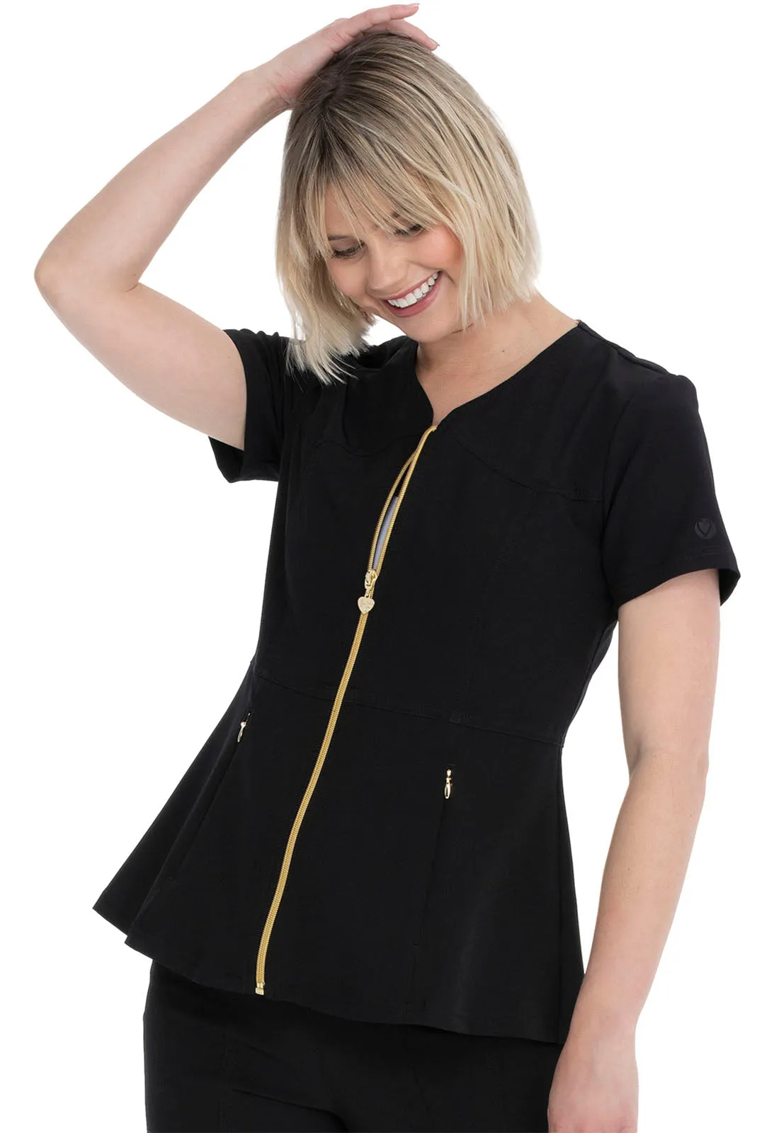 Heartsoul Zip Front Top in Black