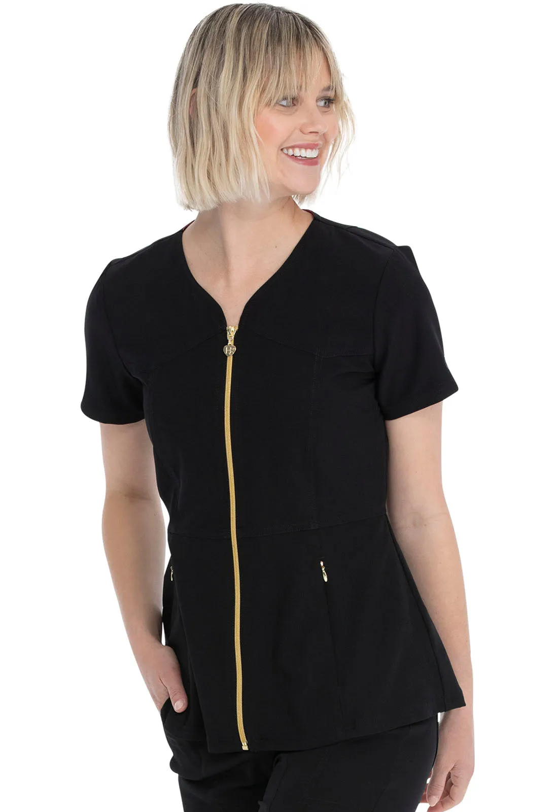 Heartsoul Zip Front Top in Black