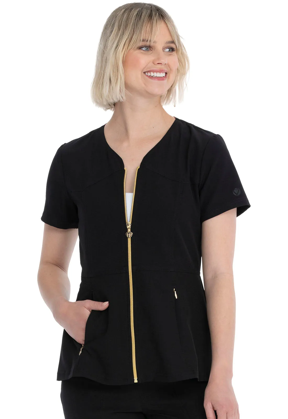 Heartsoul Zip Front Top in Black