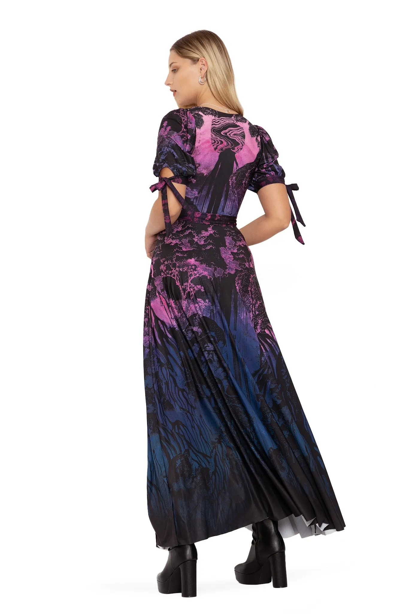 Hokusai's Waterfalls Wrap Maxi Dress