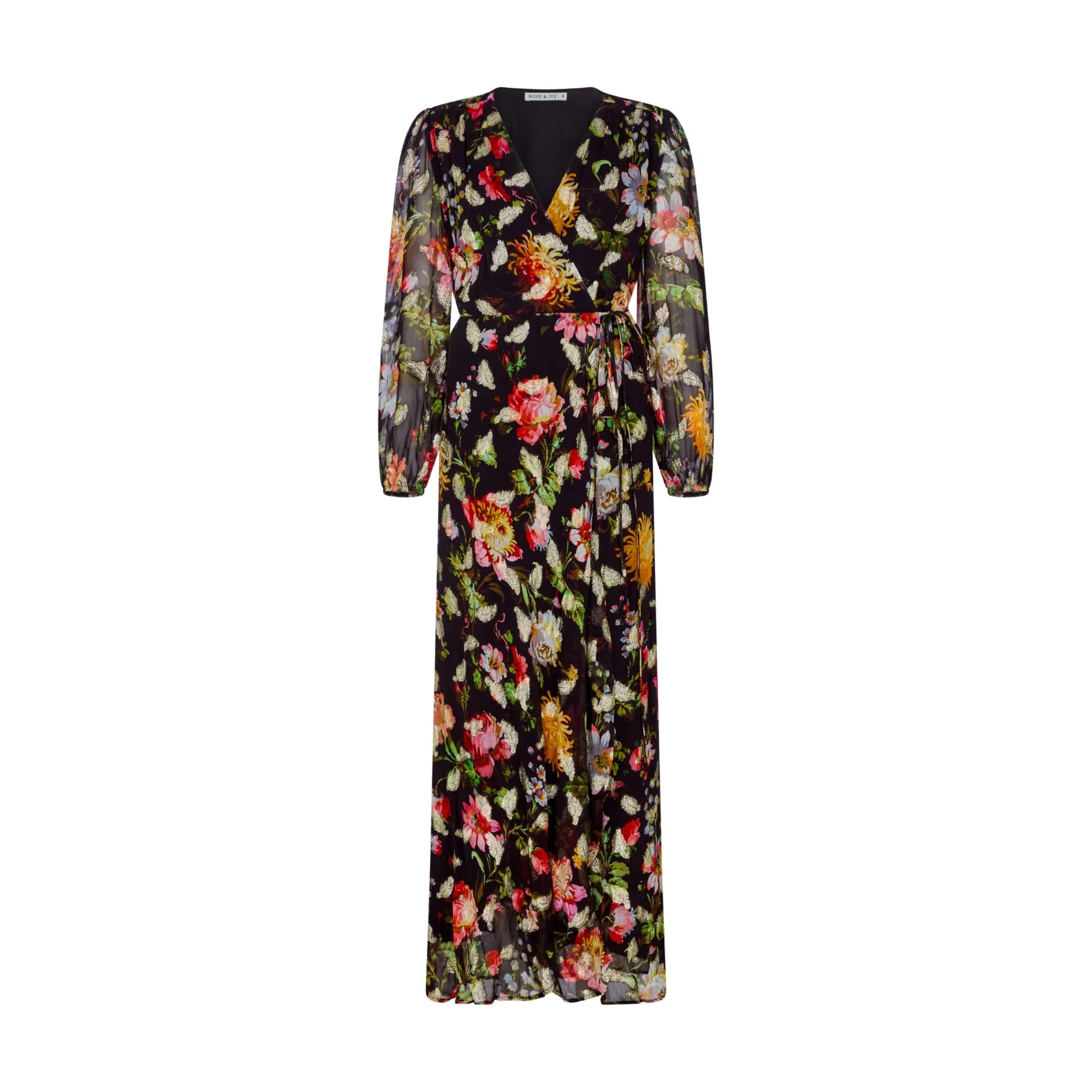 Hope & Ivy Bunty Floral-Print Maxi Wrap Dress in Feather Lurex 7900