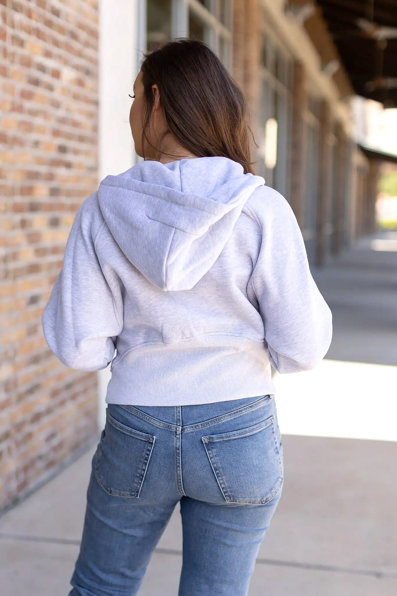 IN STOCK Cozy Short HalfZip Hoodie - Light Grey