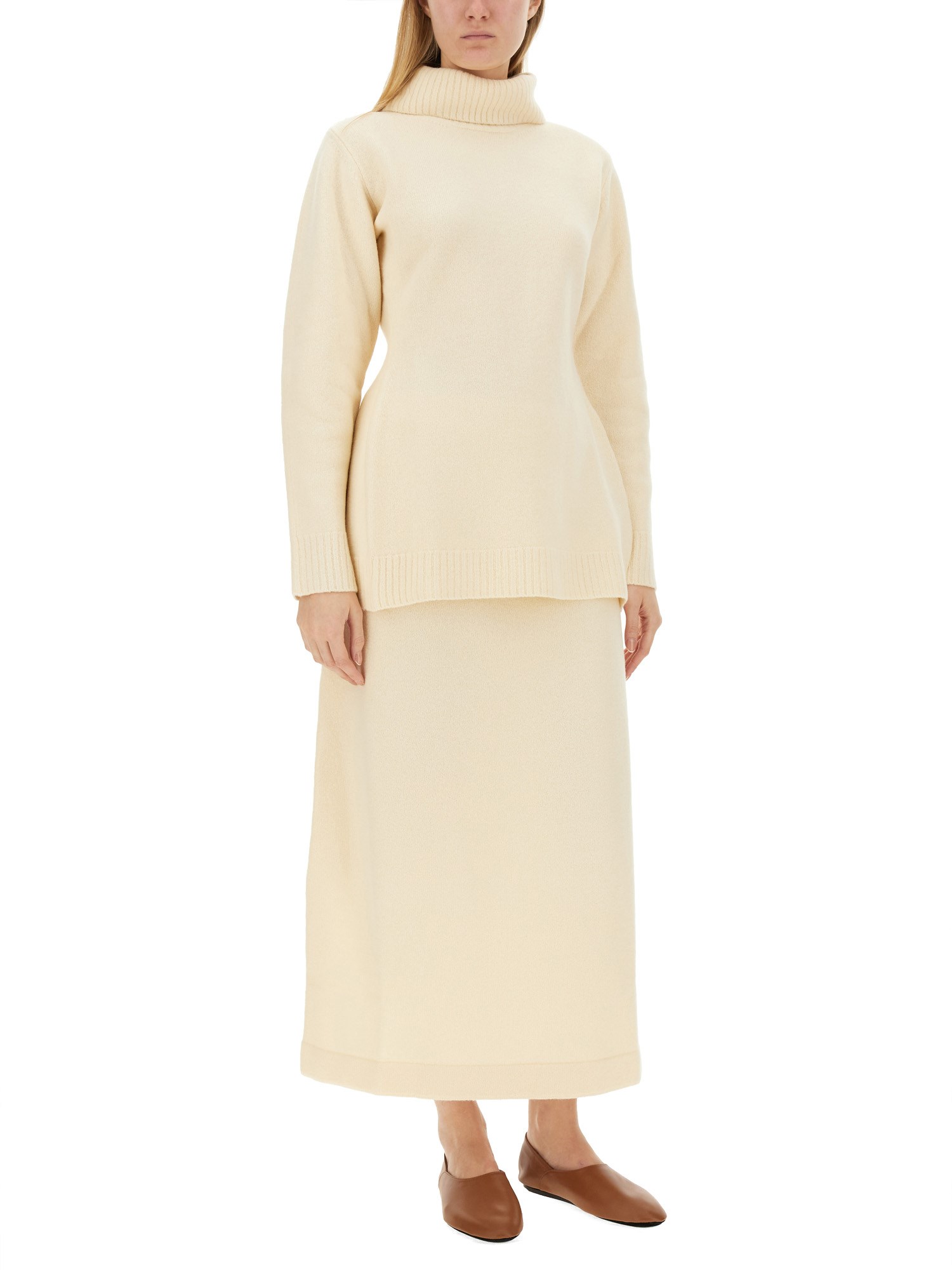 JIL SANDER    WOOL MIDI SKIRT