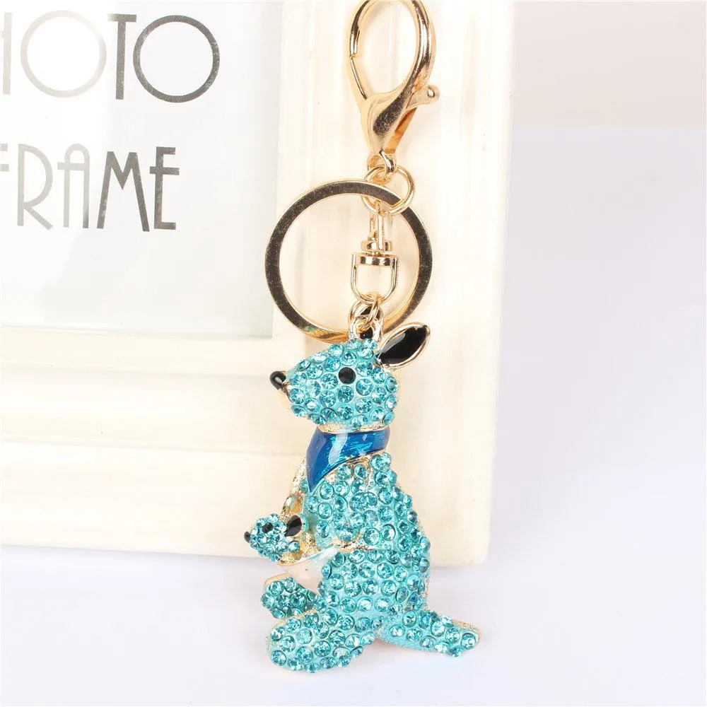 Kangaroo Rhinestone Crystal Charm Purse Pendant & Gift Key Chain