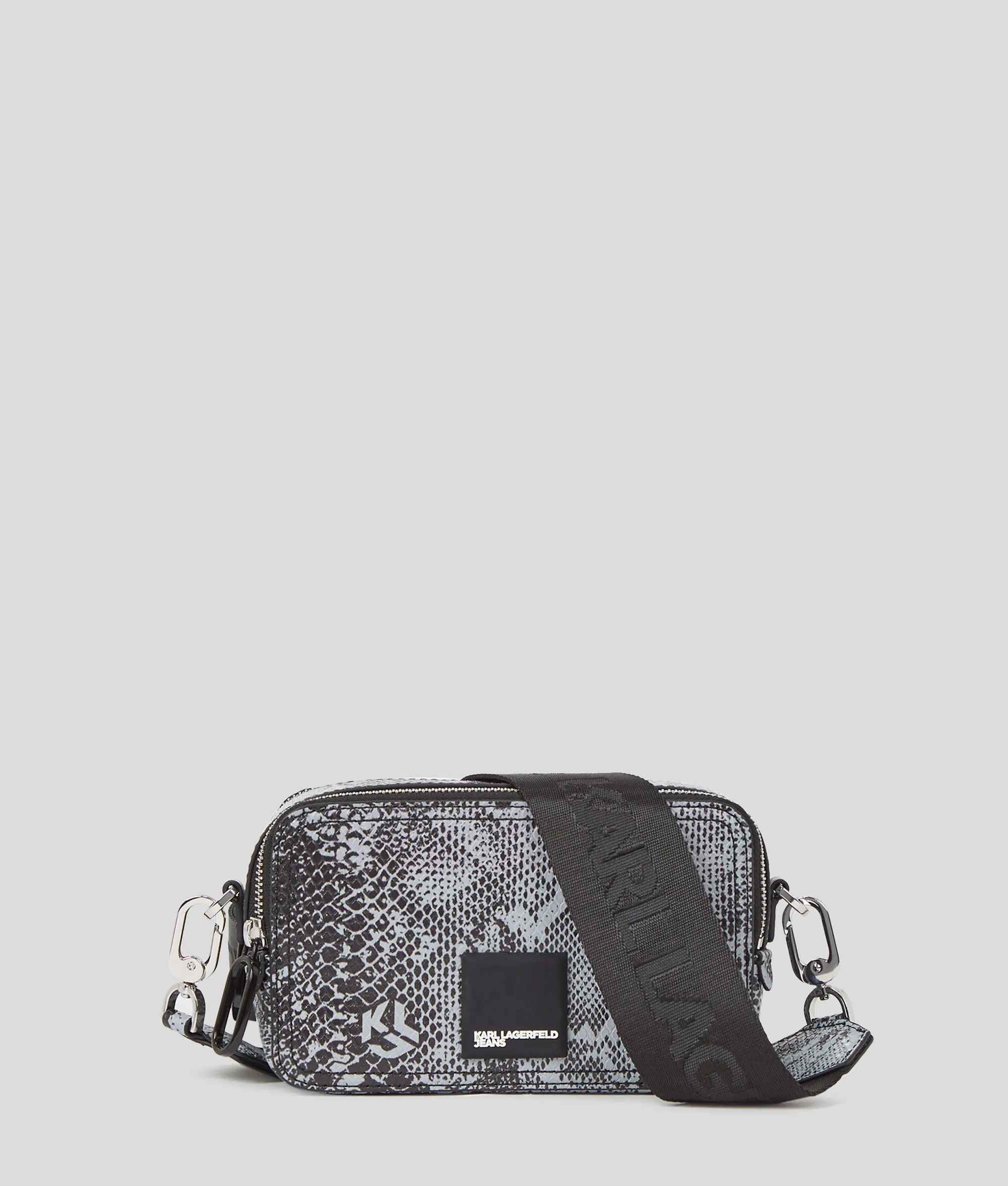 Karl Lagerfeld, Klj Snakeskin-effect Camera Bag, Woman, Grey Snake, Size: One size