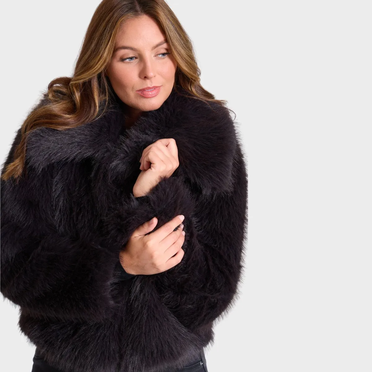 Ladies Short Faux Fur Coat