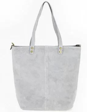 Large gray leather shopping bag alena