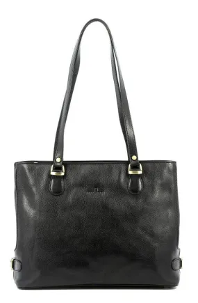 Large shopping bag in black cowhide 111321b