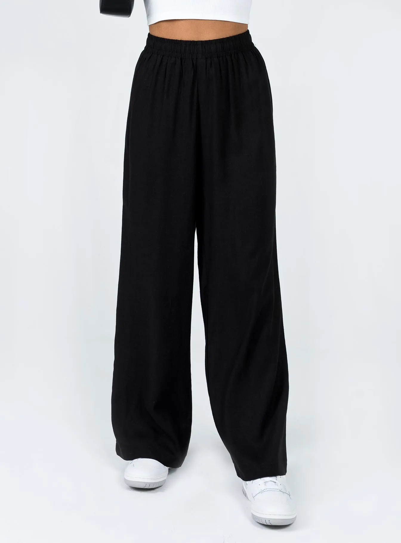 Louis Linen Blend Pants Black Lower Impact