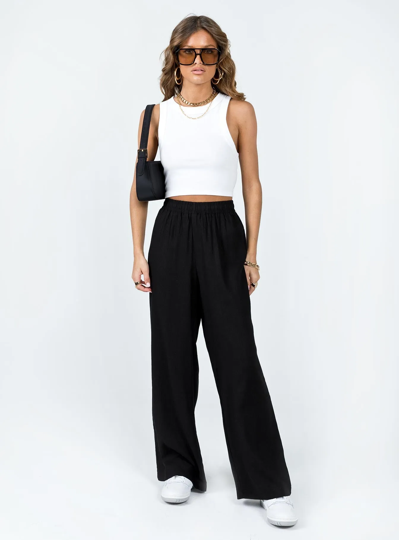 Louis Linen Blend Pants Black Lower Impact