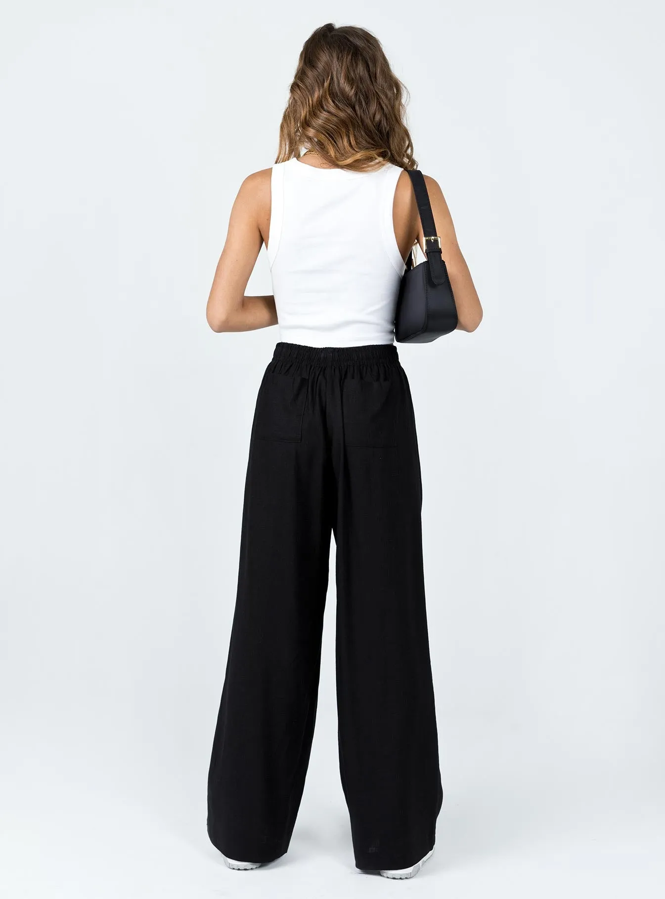 Louis Linen Blend Pants Black Lower Impact