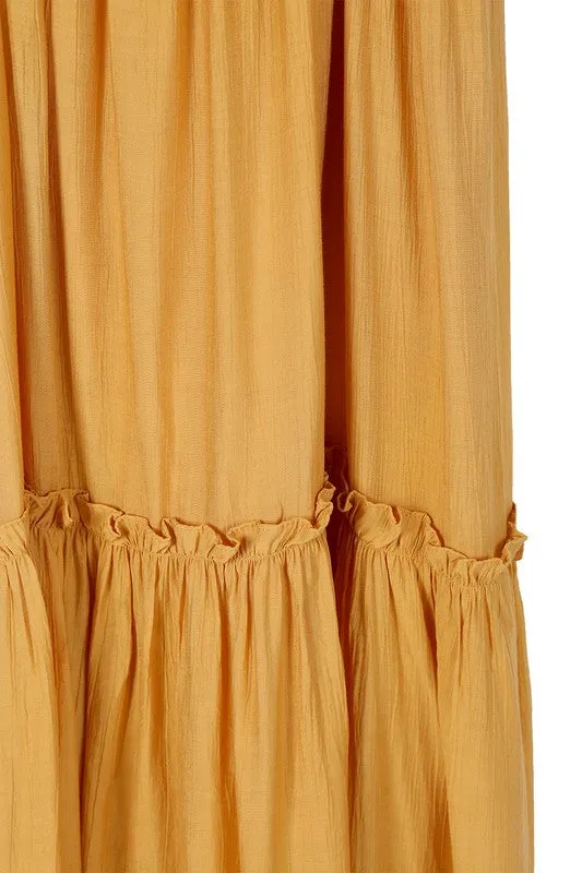 Low Cut Mustard Spaghetti Strap Maxi Tank Dress