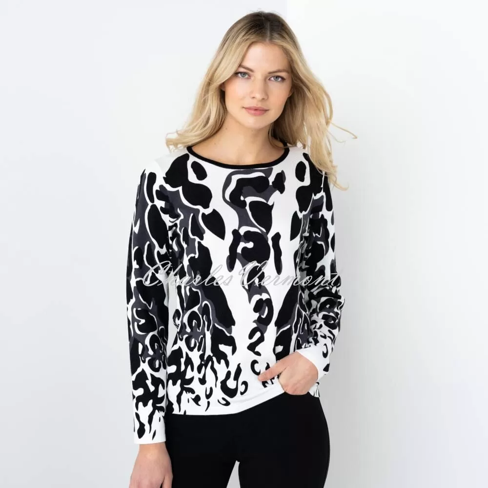 Marble Patterned Sweater - Style 6696-105 (Black / Charcoal / Ivory)