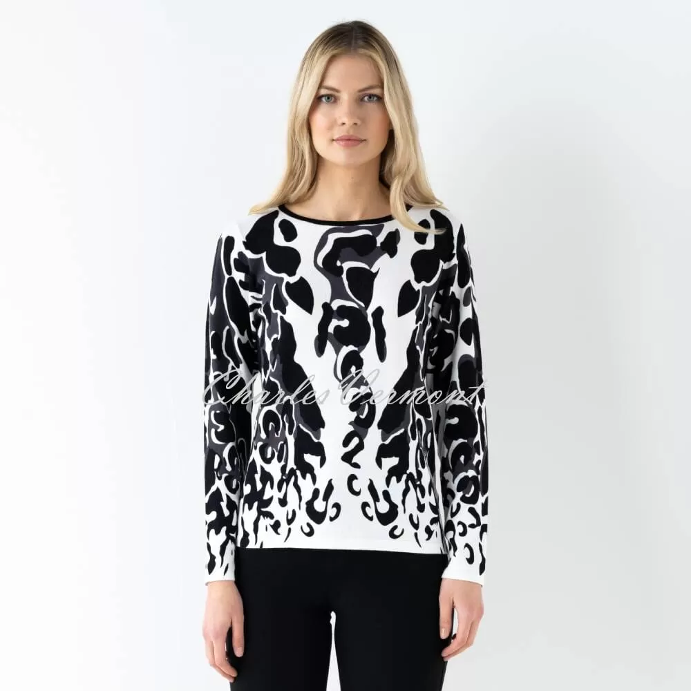 Marble Patterned Sweater - Style 6696-105 (Black / Charcoal / Ivory)