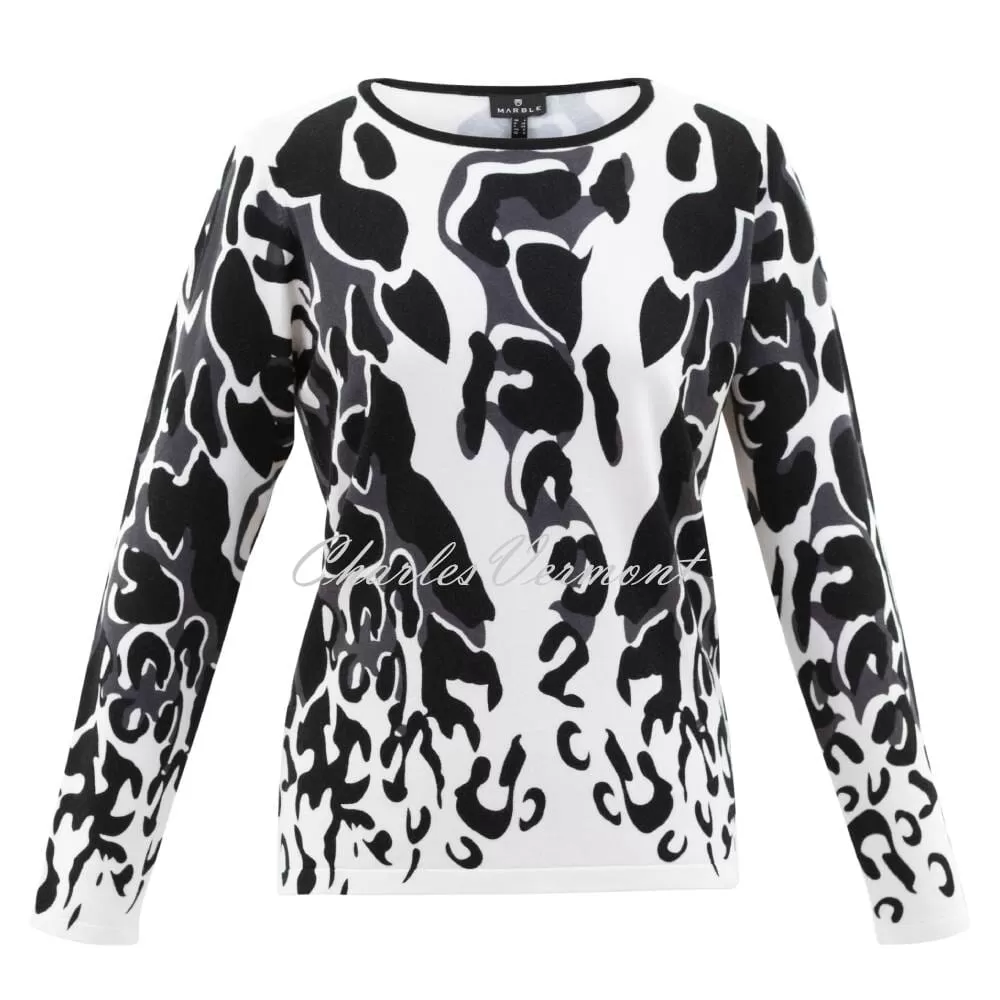 Marble Patterned Sweater - Style 6696-105 (Black / Charcoal / Ivory)