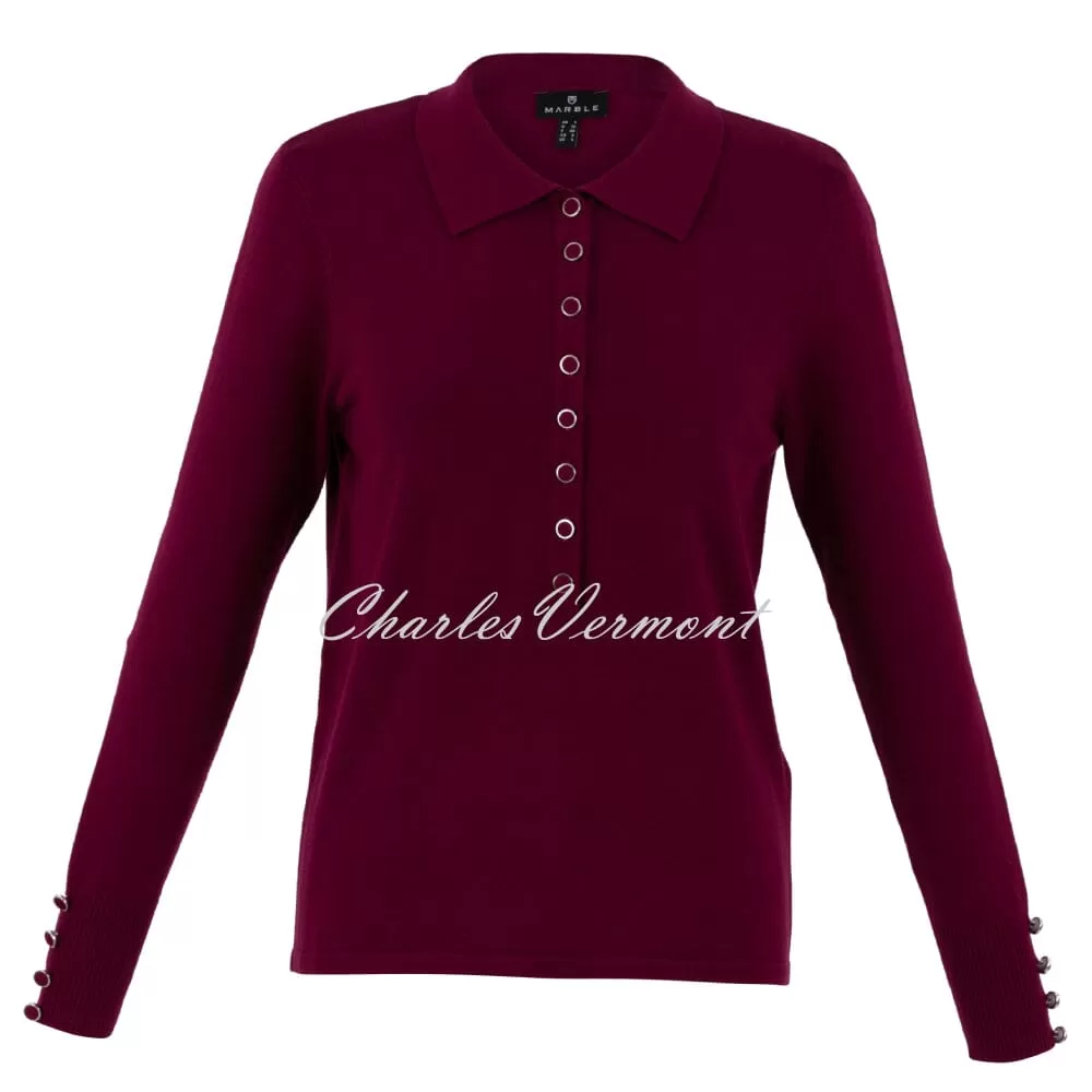 Marble Polo Style Sweater Top - Style 7105-205 (Berry)