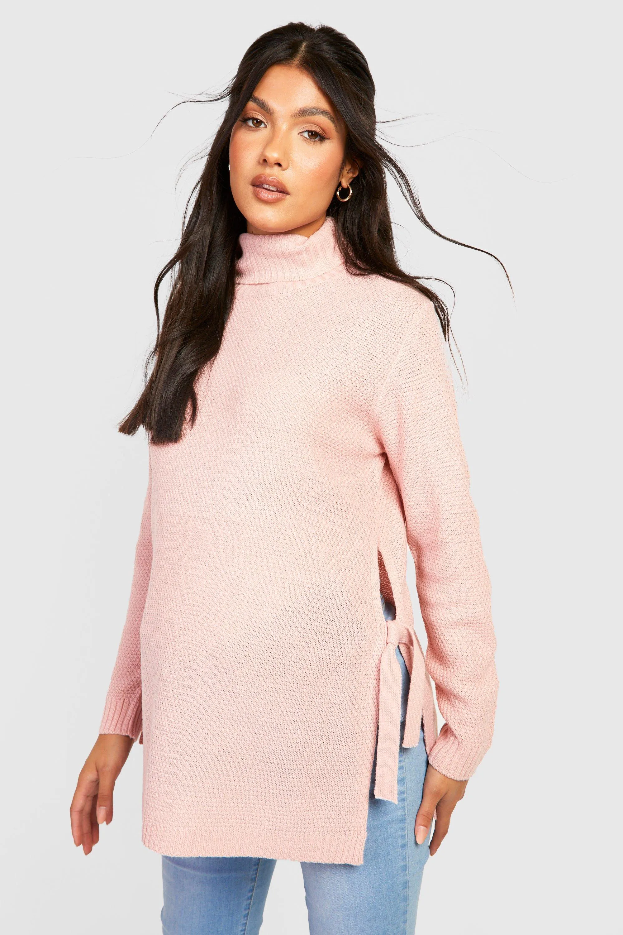 Maternity Tie Side Turtleneck Sweater