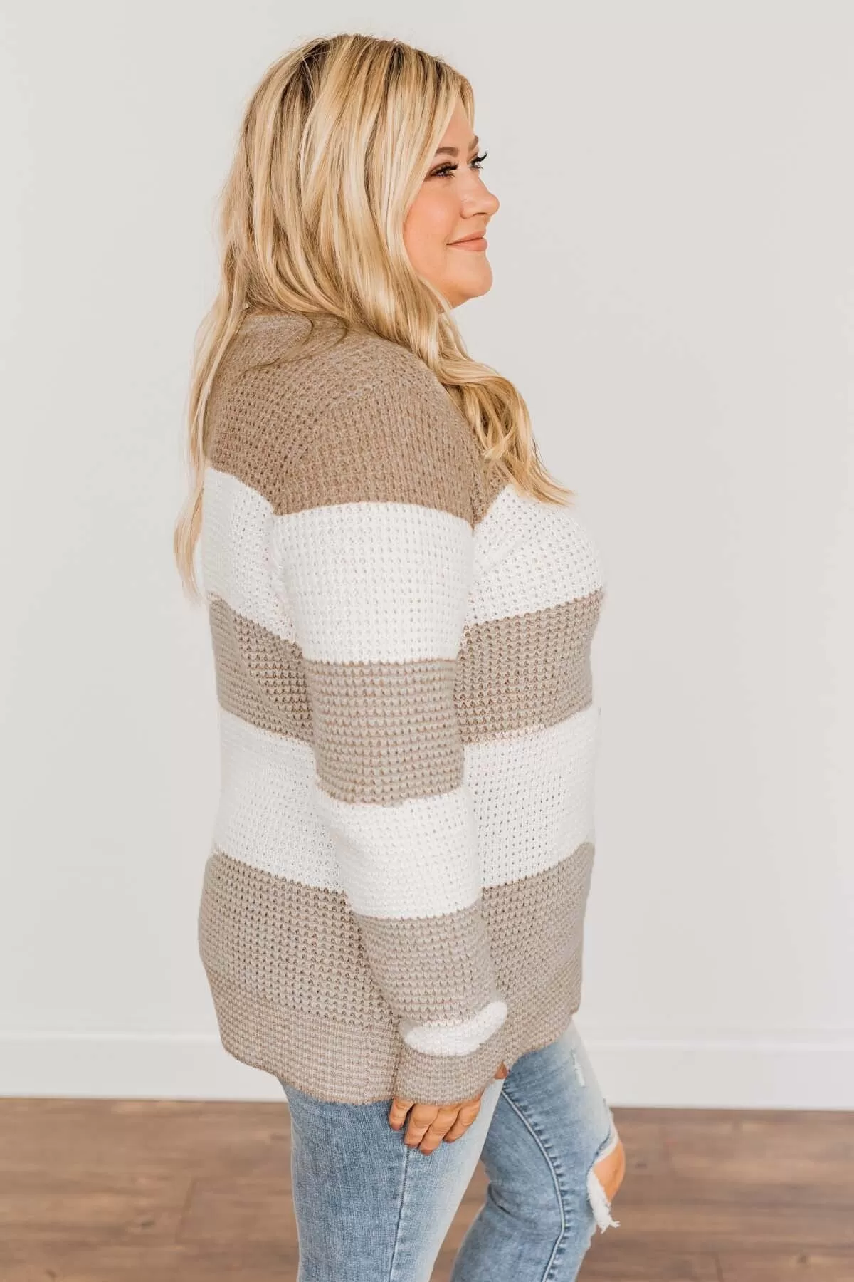 May We Meet Again Color Block Sweater- Tan & Ivory