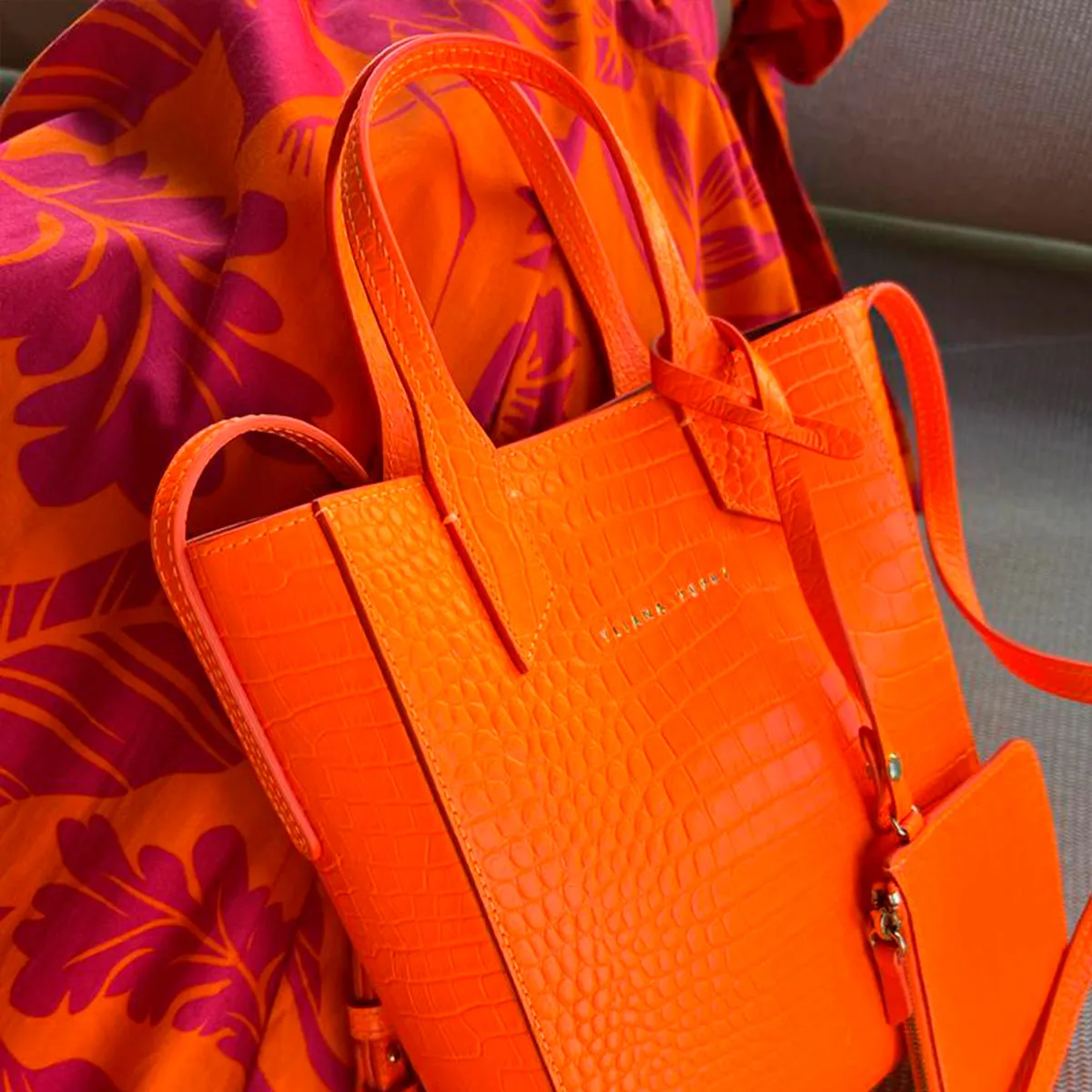 Mini Sarah orange neon tote