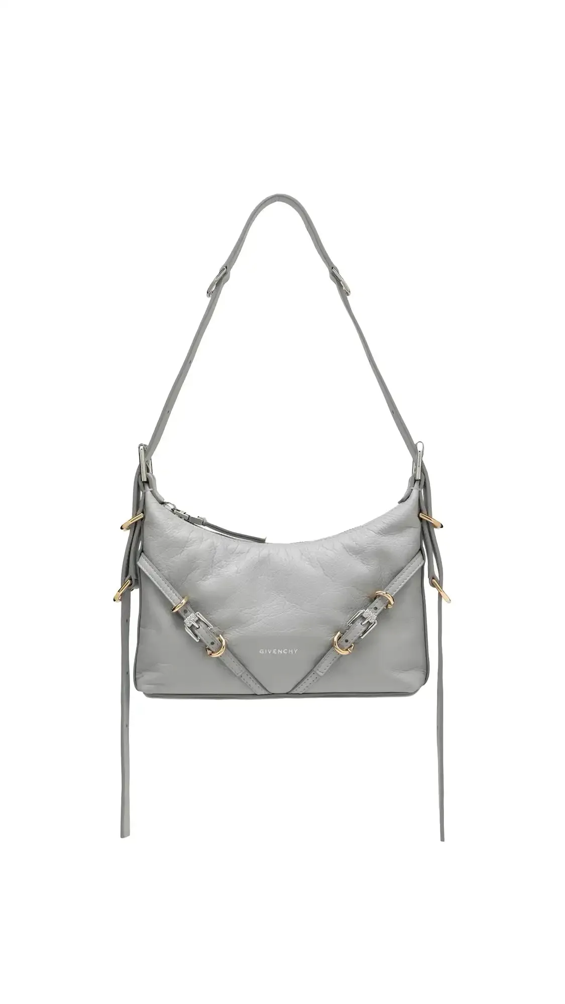 Mini Voyou Bag In Leather - Light Gray