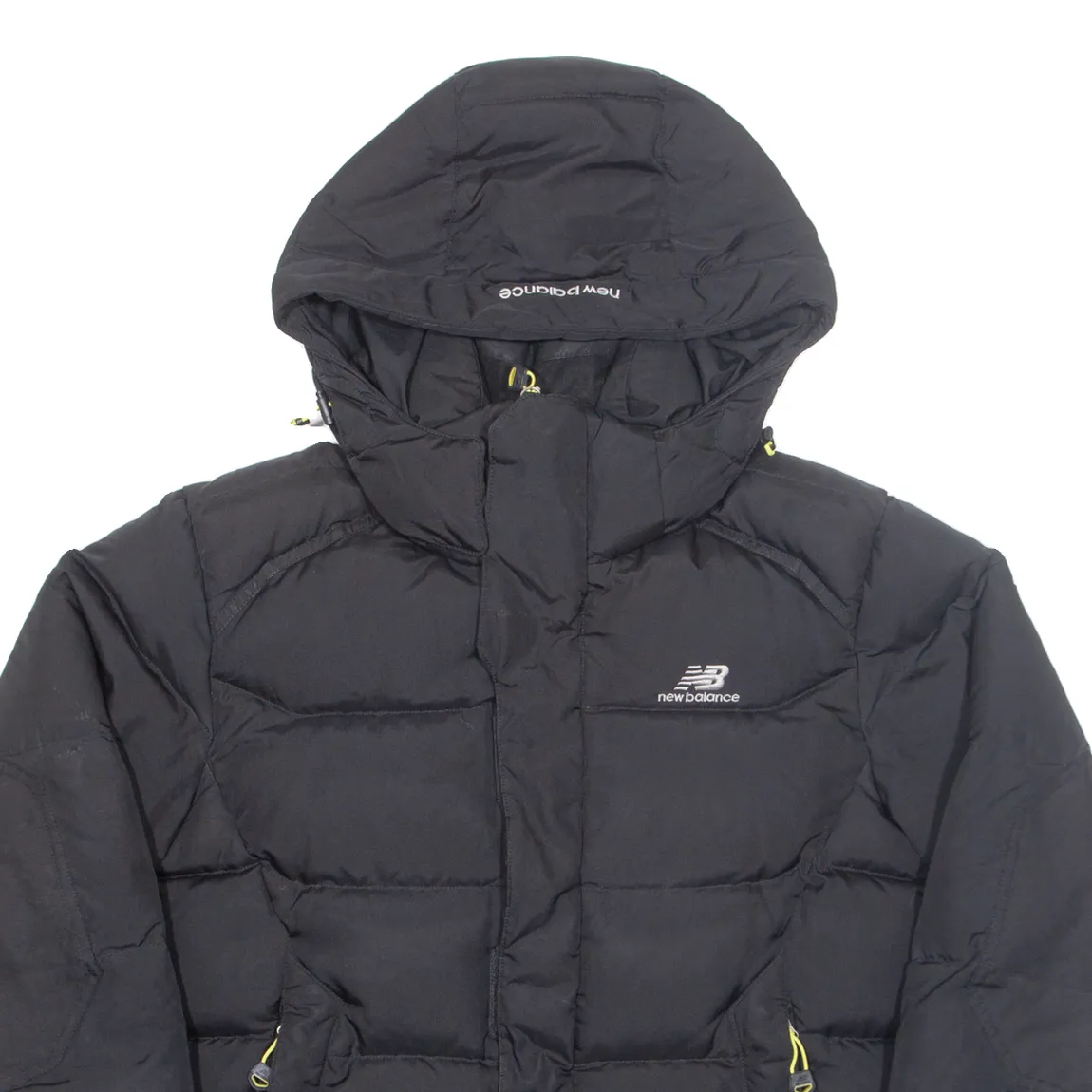 NEW BALANCE Mens Puffer Jacket Black Hooded S