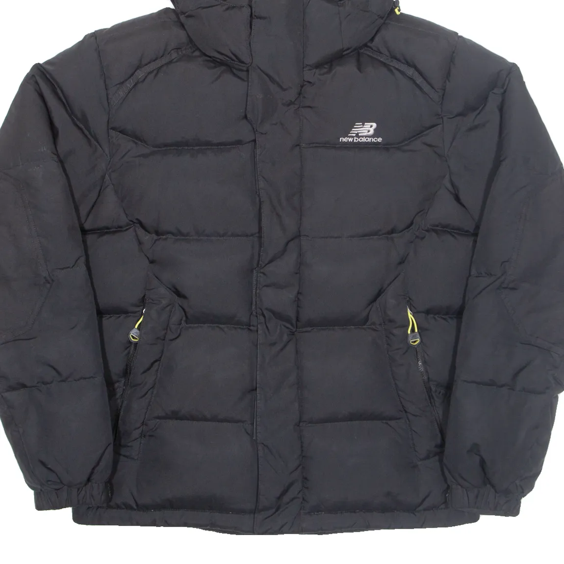 NEW BALANCE Mens Puffer Jacket Black Hooded S