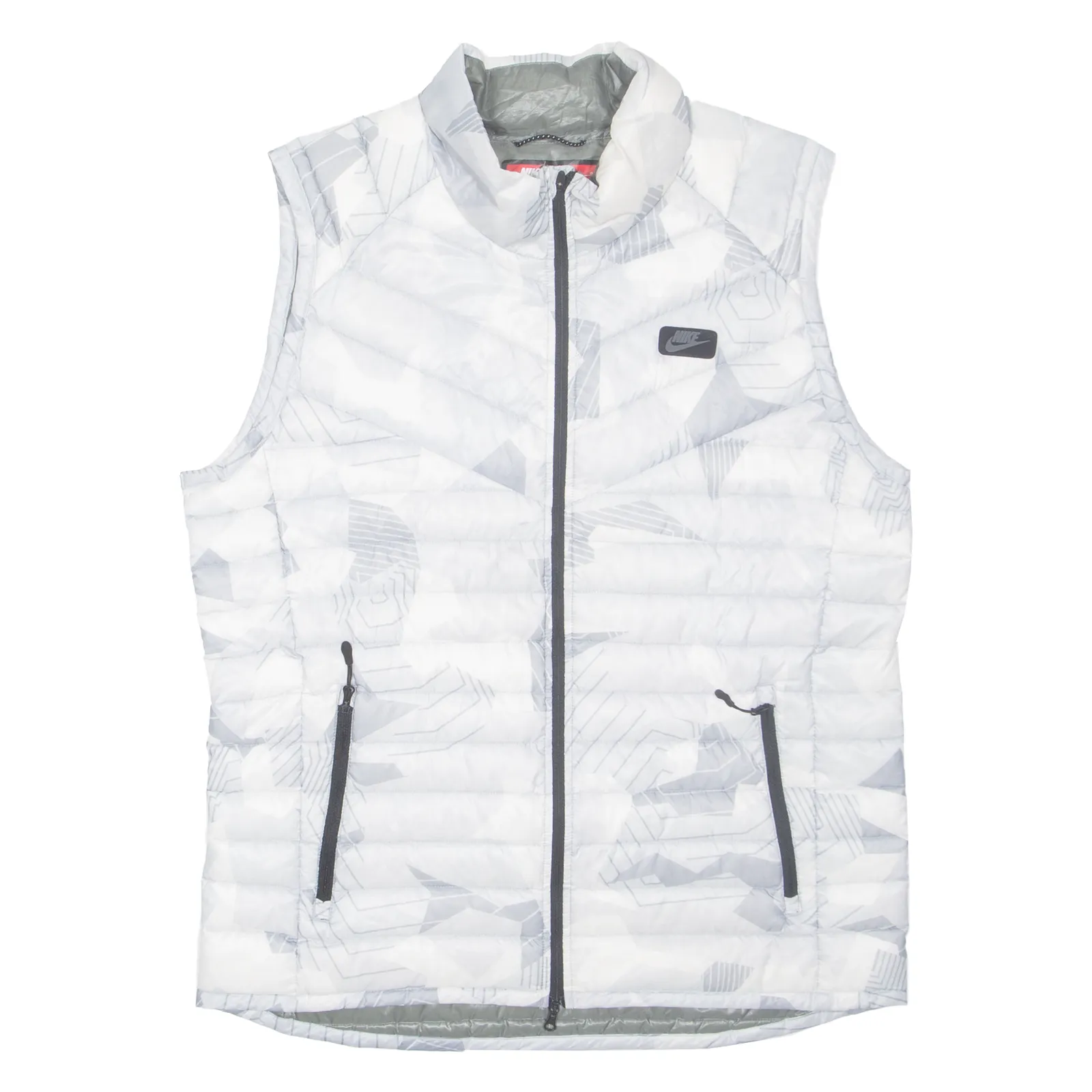 NIKE Mens Puffer Gilet Grey Geometric L