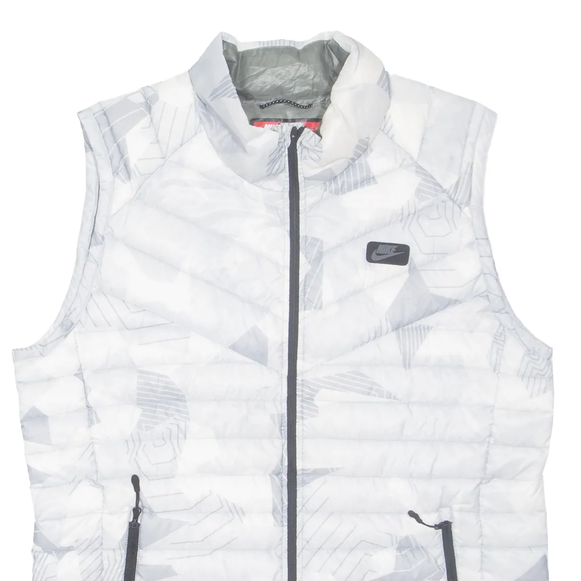 NIKE Mens Puffer Gilet Grey Geometric L