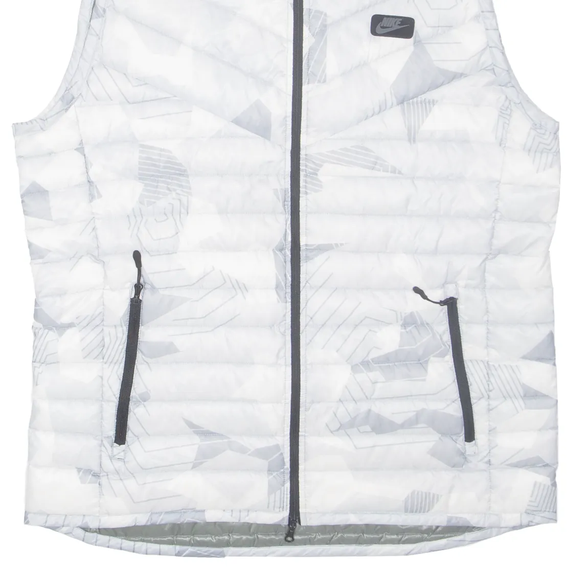 NIKE Mens Puffer Gilet Grey Geometric L