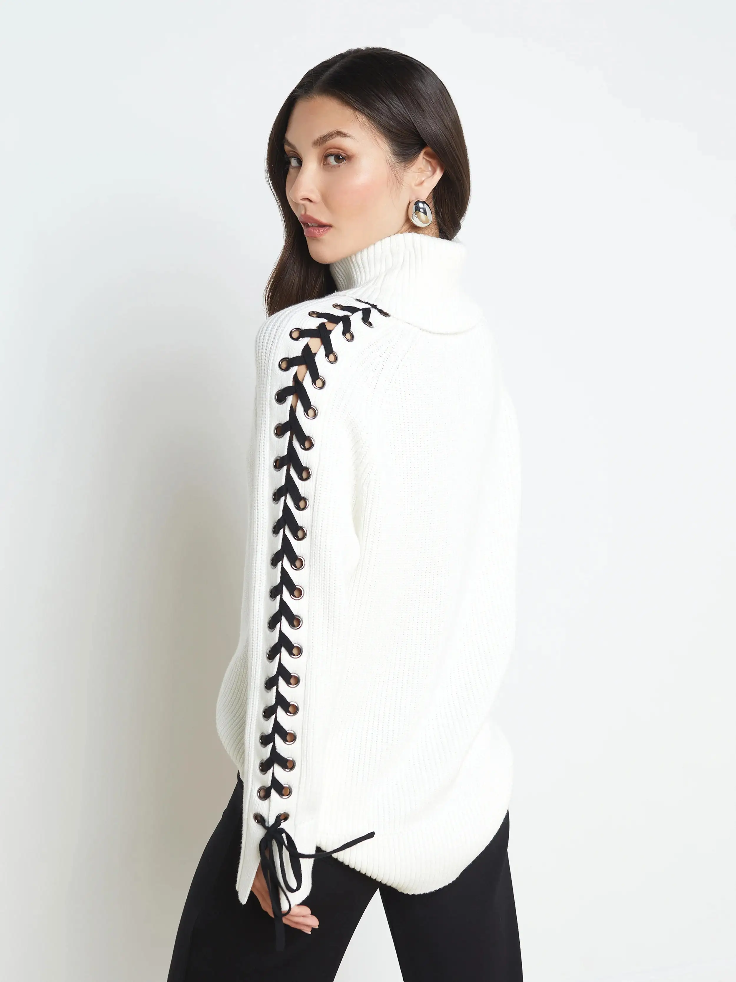 NOLA LACE UP SWEATER - L'AGENCE