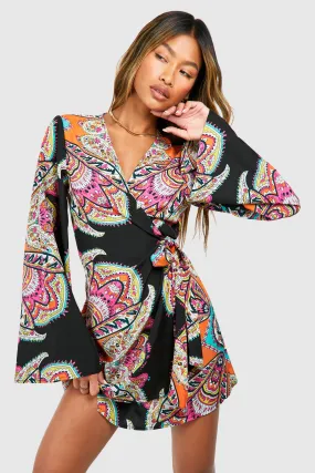 Paisley Wrap Mini Dress