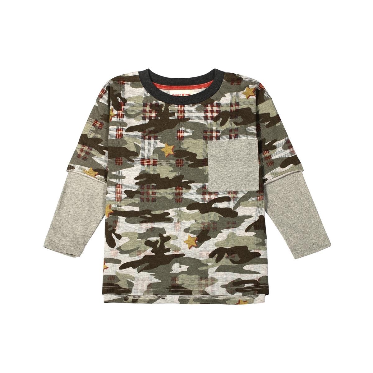 Paper Wings Relaxed Fit Long Sleeve T-shirt - Extra Camo