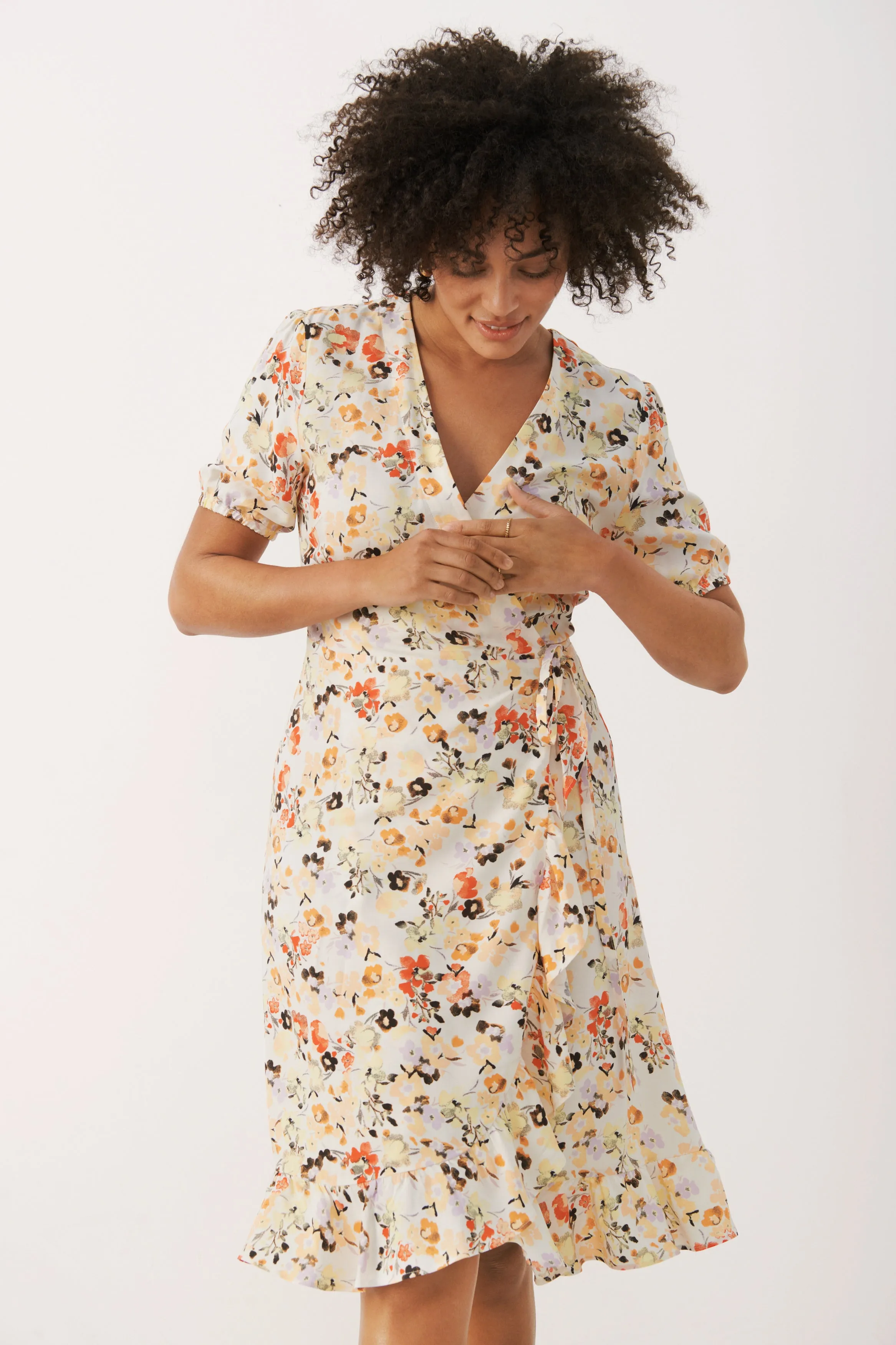 Part Two Claire Wrap Dress in Caramel Floral 7909