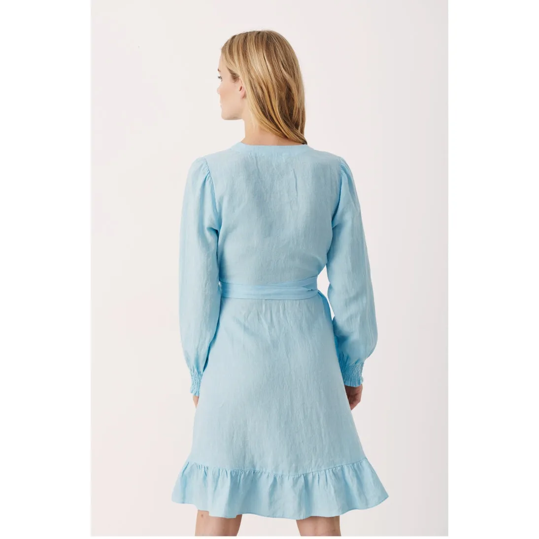 Part Two Sol Pure Linen Wrap Dress in Crystal Blue 7507