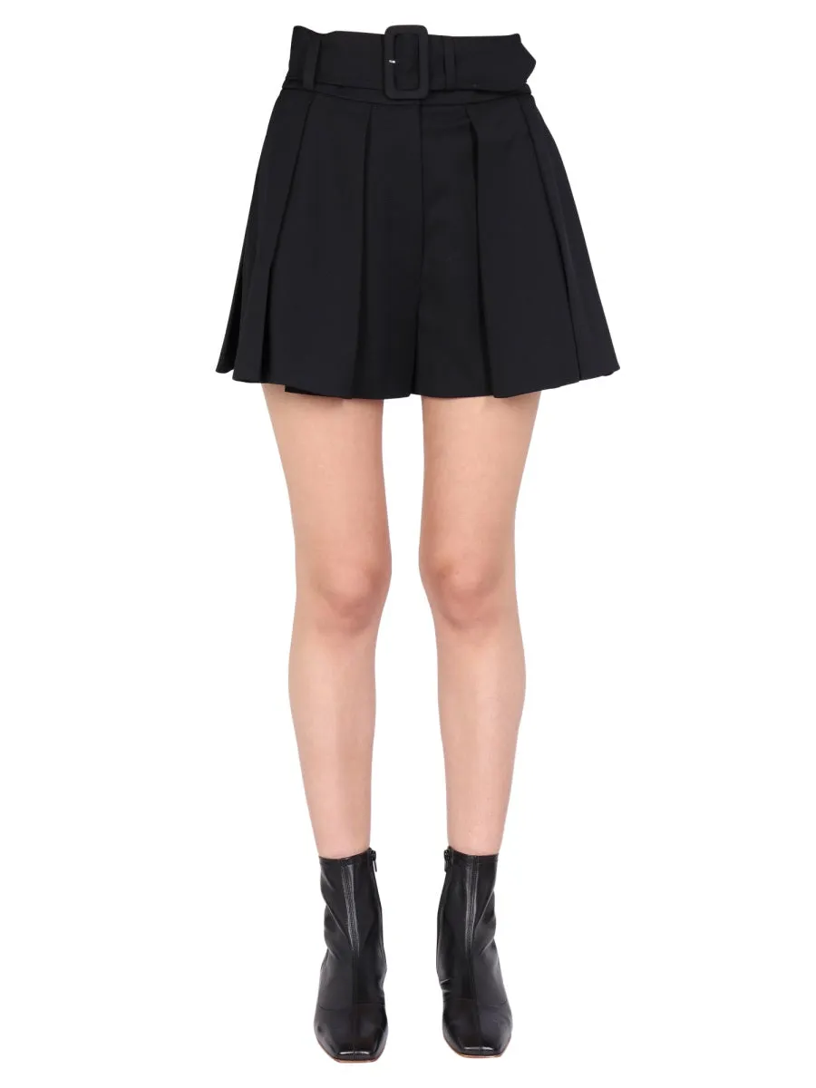 Patou Belted Pleat Detailed Shorts