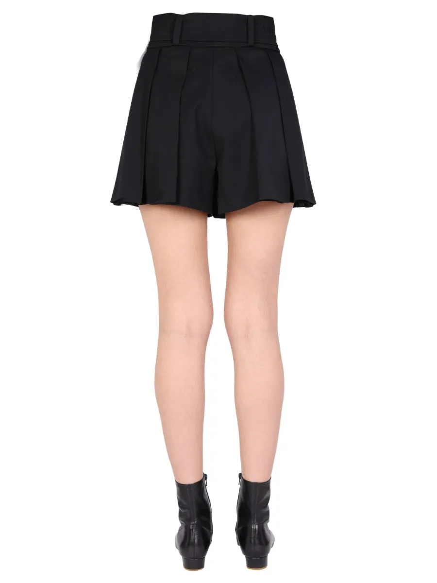 Patou Belted Pleat Detailed Shorts