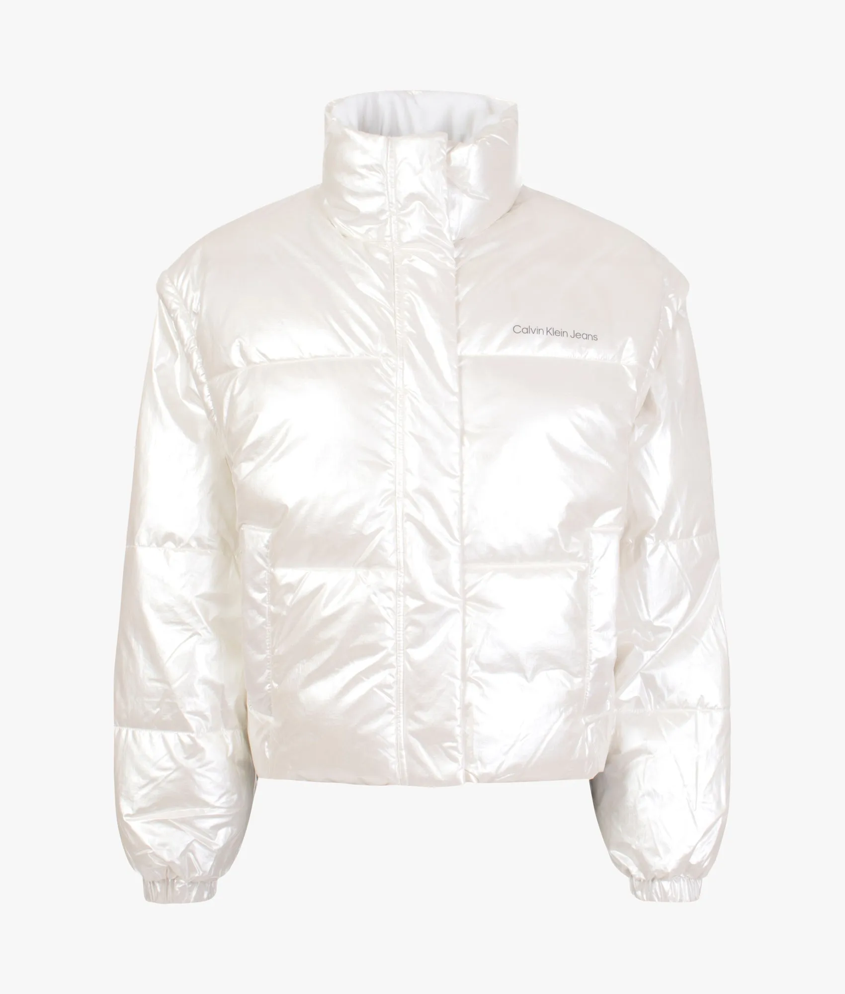 Pearlised 2 in 1 puffer jacket in bright white