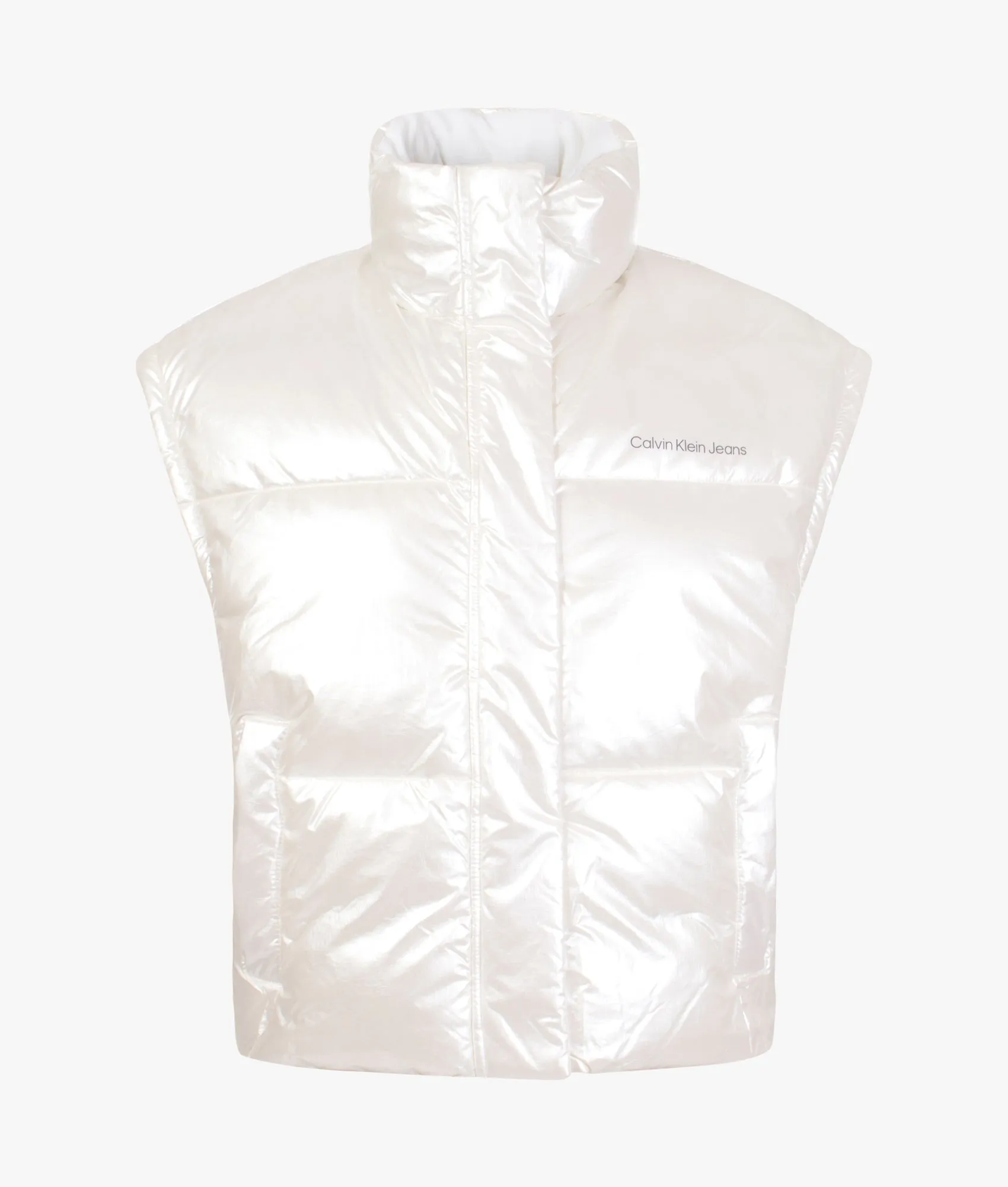 Pearlised 2 in 1 puffer jacket in bright white