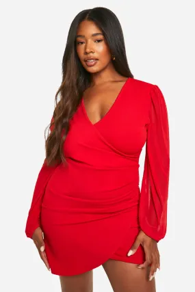 Plus Mesh Wrap Dress