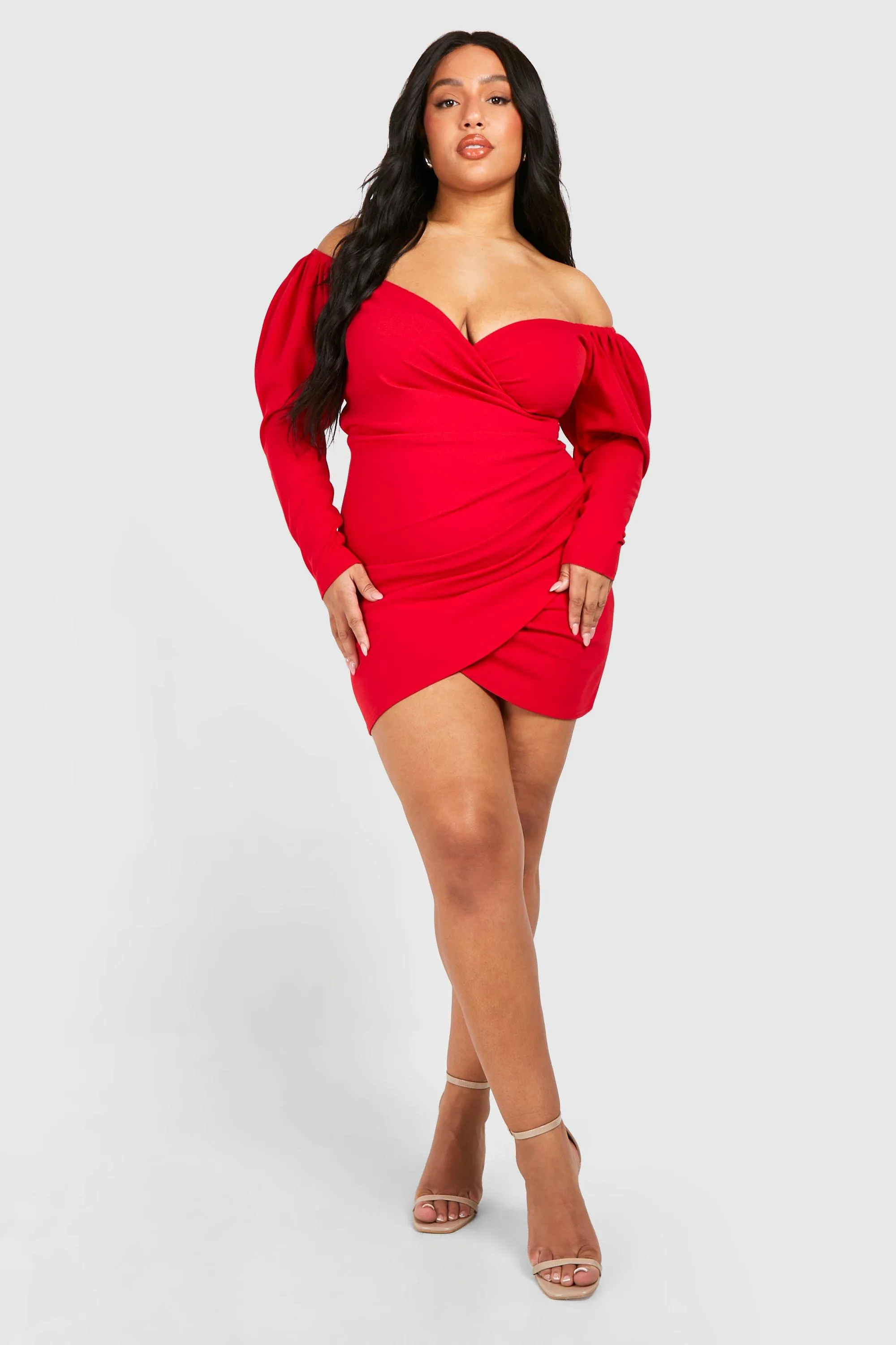 Plus Off The Shoulder Wrap Bodycon Dress